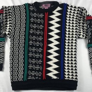 Vintage Concrete Mix Mens Small Geometric Sweater